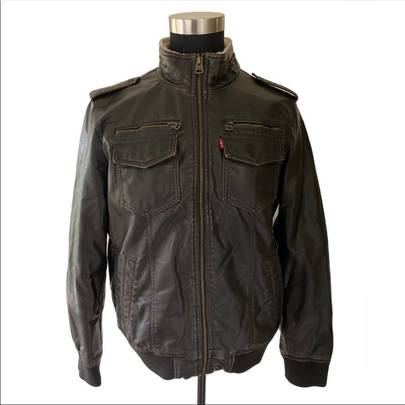 levi's faux leather & faux shearling bomber jacket - Picture 4 of 7